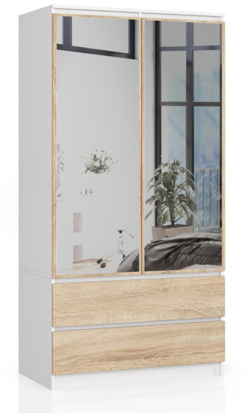 Szafa S90 Biała, Dąb Sonoma 90x51x180 cm 303648