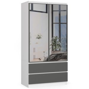 Szafa S90 Biała, Grafit Szary 90x51x180 cm 303620 Szafa S90 Biała, Grafit Szary 90x51x180 cm 303620