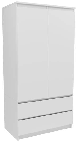 Szafa S902D2SZBIA biała 90cm garderoba regał szuflady drążek półki wieszaki 738508