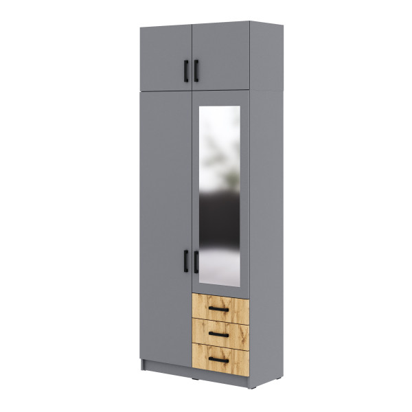 Szafa Sigma MAX S6 1L3SZ z lustrem 90 cm - dąb wotan 989649