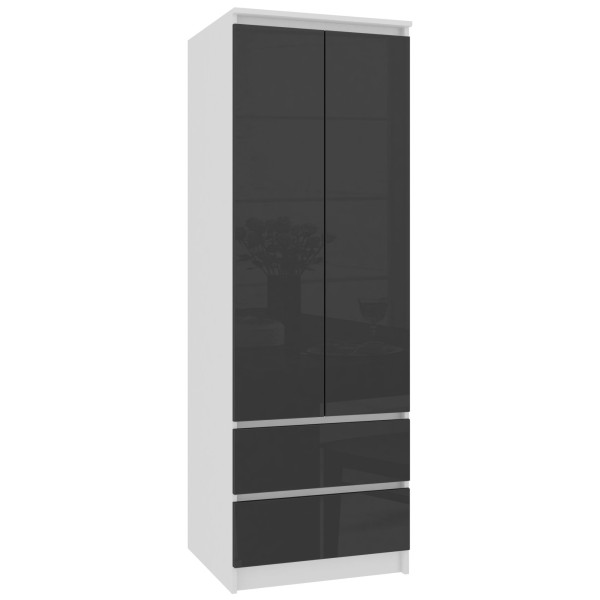 Szafa Star S 60 Cm 2 Drzwi 2 Szuflady Pk Biała / Grafit Połysk 728046