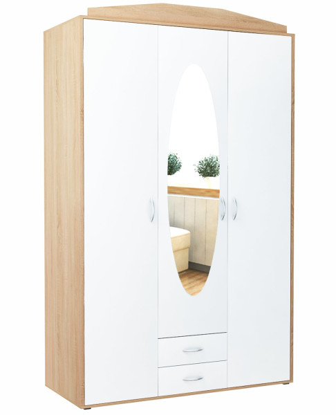 Szafa szafka 3D2S biały - sonoma trzydrzwiowa lustro 228300