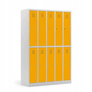 Szafa szatniowa 10-skrytkowa szaro/żółta metalowa 753694 Szafa szatniowa 10-skrytkowa szaro/żółta metalowa 753694