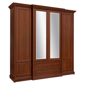 Szafa sześciodrzwiowa Kent 227 cm z lustrem i szufladami kasztan 1548 Szafa sześciodrzwiowa Kent 227 cm z lustrem i szufladami kasztan 1548