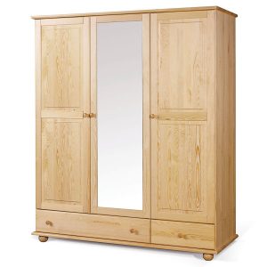 Szafa trzydrzwiowa drewniana 150 Classic z lustrem, sosnowa 470521 Szafa trzydrzwiowa drewniana 150 Classic z lustrem, sosnowa 470521