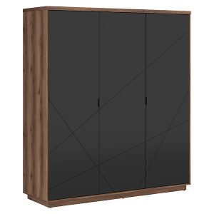 Szafa trzydrzwiowa Forn 180 cm dąb delano ciemny/czarny mat 48571 Szafa trzydrzwiowa Forn 180 cm dąb delano ciemny/czarny mat 48571