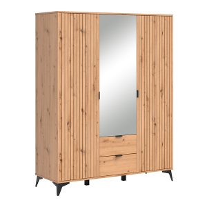 Szafa trzydrzwiowa Lamea 154 cm z 2 szufladami i lustrem dąb artisan 769820 Szafa trzydrzwiowa Lamea 154 cm z 2 szufladami i lustrem dąb artisan 769820