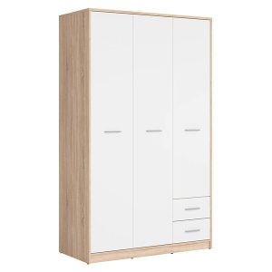 Szafa trzydrzwiowa Nepo Plus 118 cm z szufladami dąb sonoma/biały 29780 Szafa trzydrzwiowa Nepo Plus 118 cm z szufladami dąb sonoma/biały 29780