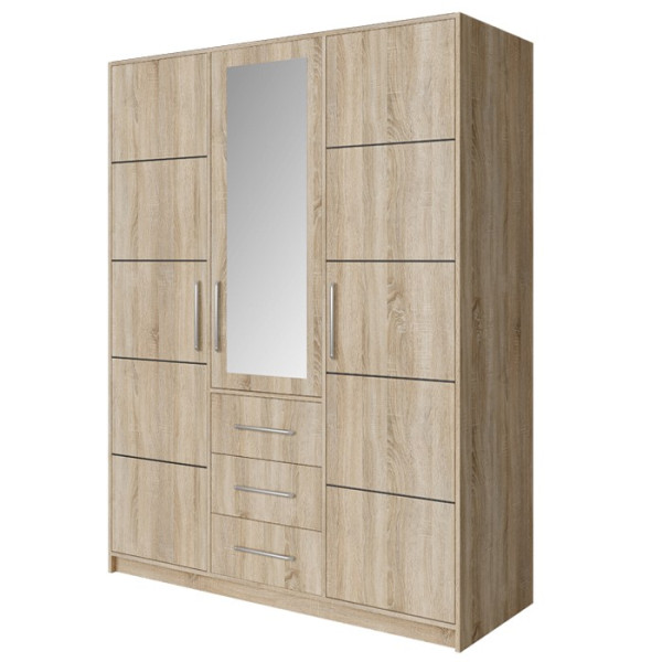 Szafa Trzydrzwiowa z Lustrem 3 BALL 3D - Sonoma 382807