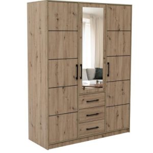 Szafa trzydrzwiowa z lustrem COSTARICA 3D / dąb artisan 340077