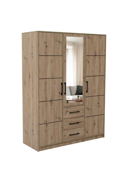 Szafa trzydrzwiowa z lustrem COSTARICA 3D / dąb artisan 340077