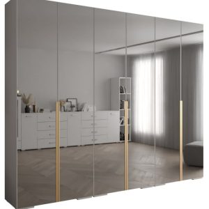 Szafa ubraniowa INOVA 1 L 3SZ biały+złoty 204496