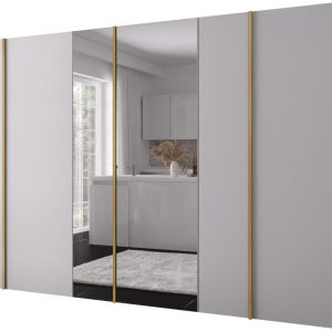 Szafa uchylna otwierana Kris 300 1LD1LM wys 202 cm Biały + Złoty 1079220