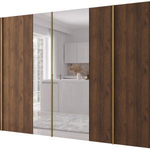 Szafa uchylna otwierana Kris 300 1LD1LM wys 202 cm Orzech + Złoty 1079330
