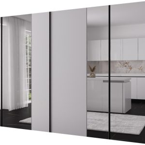 Szafa uchylna otwierana Kris 300 2LD2LM wys 202 cm Biały + Czarny 1079207
