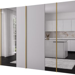 Szafa uchylna otwierana Kris 300 2LD2LM wys 202 cm Biały + Złoty 1079321