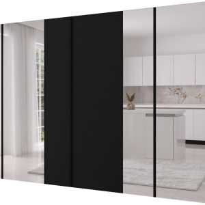 Szafa uchylna otwierana Kris 300 2LD2LM wys 202 cm Czarny + Czarny 1079245