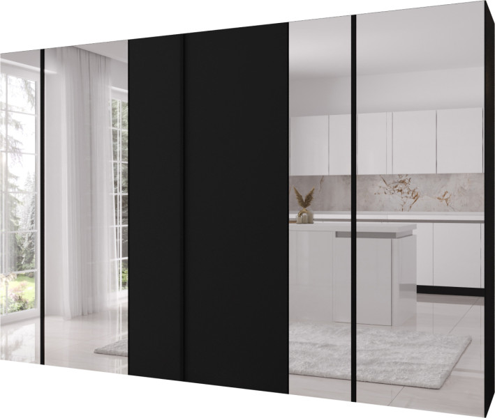 Szafa uchylna otwierana Kris 300 2LD2LM wys 202 cm Czarny + Czarny 1079245