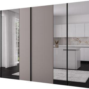 Szafa uchylna otwierana Kris 300 2LD2LM wys 202 cm Kaszmir + Czarny 1079294