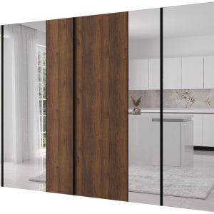Szafa uchylna otwierana Kris 300 2LD2LM wys 202 cm Orzech + Czarny 1079301