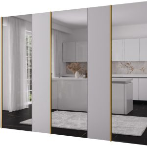 Szafa uchylna otwierana Kris 300 3LD wys 202 cm Biały + Złoty 1079223