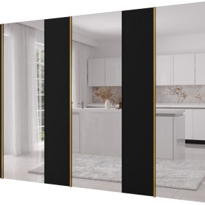 Szafa uchylna otwierana Kris 300 3LD wys 202 cm Czarny + Złoty 1079319