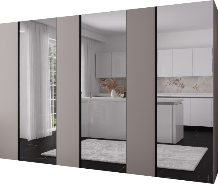 Szafa uchylna otwierana Kris 300 3LD wys 202 cm Kaszmir + Czarny 1079302
