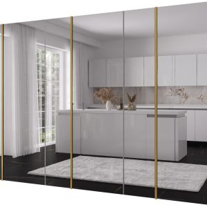 Szafa uchylna otwierana Kris 300 3LD3LM wys 202 cm Biały + Złoty 1079234