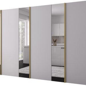Szafa uchylna otwierana Kris 300 3LM wys 202 cm Biały + Złoty 1079243