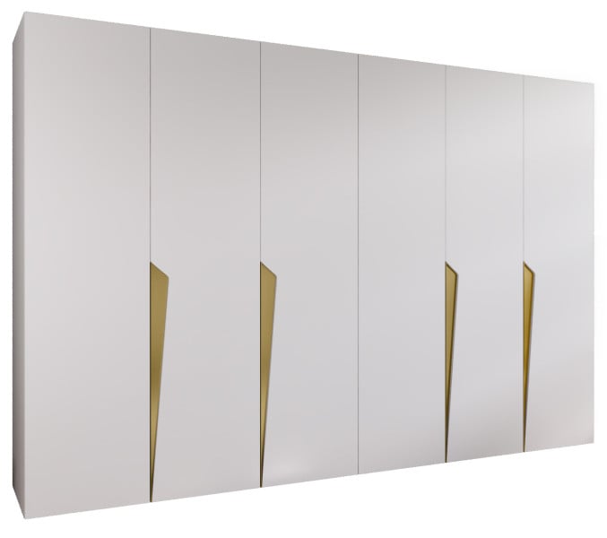 Szafa uchylna PIANO 1 300 (2X150) wys 202 cm Biały + u Złoty 791102