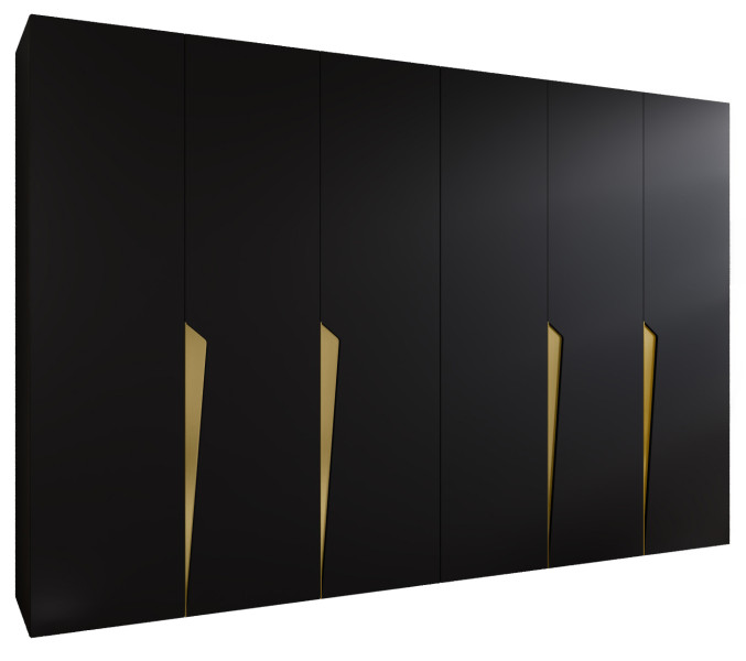 Szafa uchylna PIANO 1 300 (2X150) wys 202 cm Czarny + u Złoty 791071