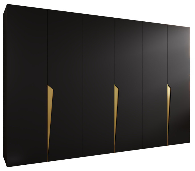 Szafa uchylna PIANO 1 300 (3X100) wys 202 cm Czarny + u Złoty 790830