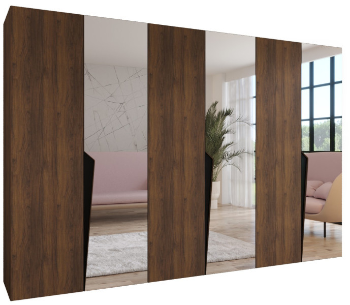 Szafa uchylna PIANO 2 300 (3X100) wys 202 cm Orzech Warmia + u Czarny 1043529