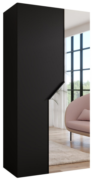 Szafa uchylna z lustrem ANDREW 2 100 wys 202 cm Czarny + u Czarny 787765
