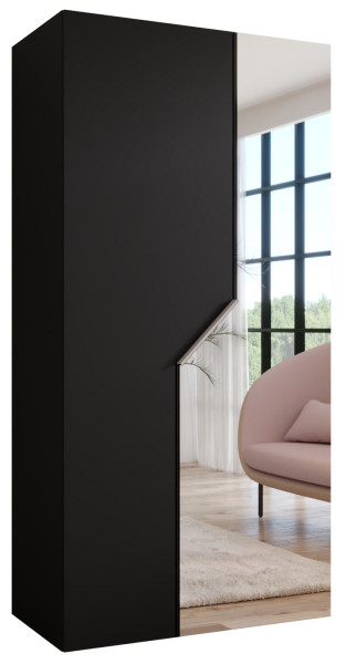 Szafa uchylna z lustrem ANDREW 2 100 wys 202 cm Czarny + u Kaszmir 787731