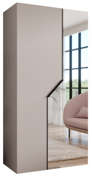 Szafa uchylna z lustrem ANDREW 2 100 wys 202 cm Kaszmir + u Czarny 787737