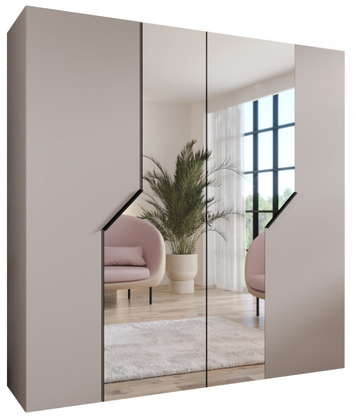 Szafa uchylna z lustrem ANDREW 2 200 wys 202 cm Kaszmir + u Czarny 787709