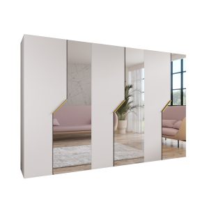 Szafa uchylna z lustrem ANDREW 2 300 wys 202 cm Biały + u Złoty 787745