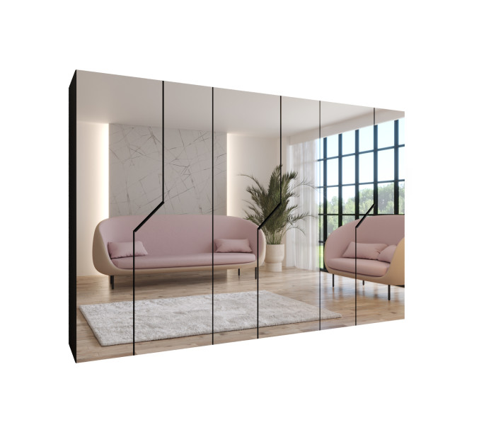 Szafa uchylna z lustrem ANDREW 3 300 wys 202 cm Czarny + u Czarny 787722