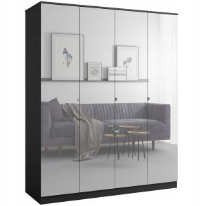Szafa uchylna z lustrem Monza 4D 160 Czarna 668495 Szafa uchylna z lustrem Monza 4D 160 Czarna 668495