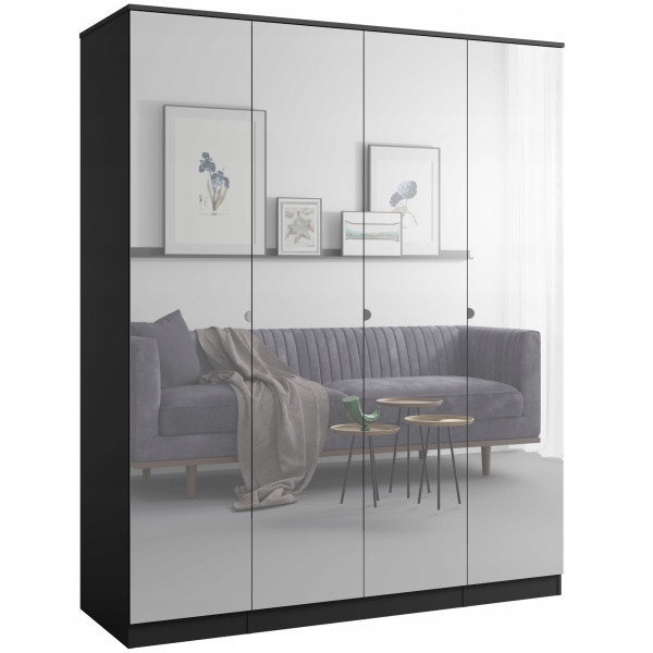 Szafa uchylna z lustrem Monza 4D 160 Czarna 668495