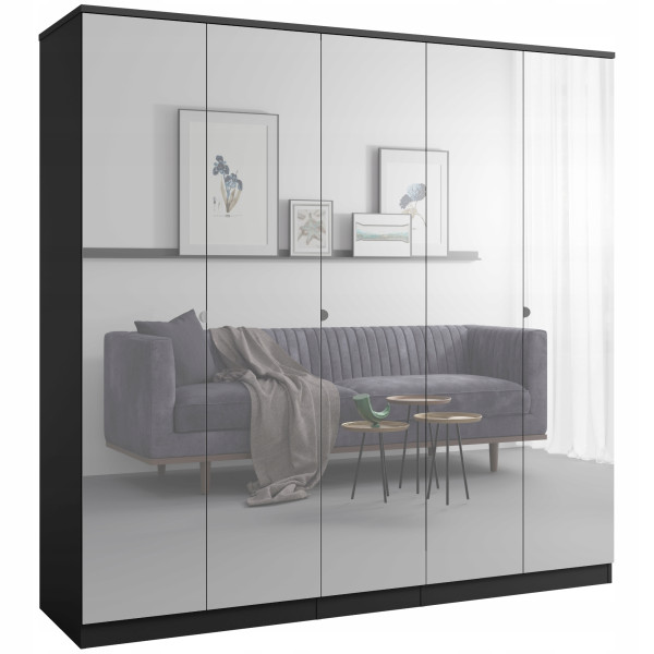 Szafa uchylna z lustrem Monza 5D 200 Czarna 673132