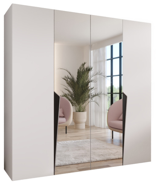 Szafa uchylna z lustrem PIANO 2 200 wys 202 cm Biały + u Czarny 791128