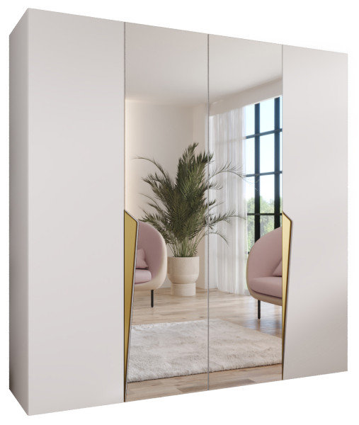 Szafa uchylna z lustrem PIANO 2 200 wys 202 cm Biały + u Złoty 790990