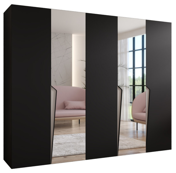 Szafa uchylna z lustrem PIANO 2 250 wys 202 cm Czarny + u Kaszmir 790961