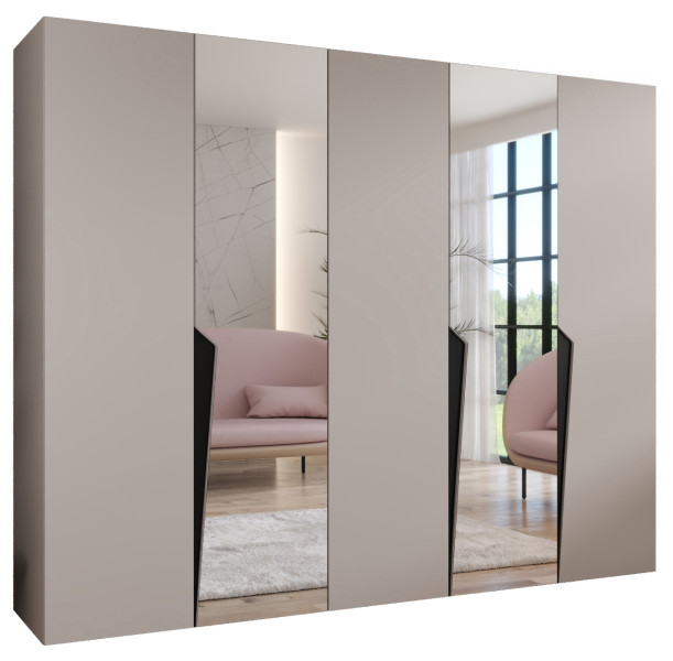 Szafa uchylna z lustrem PIANO 2 250 wys 202 cm Kaszmir + u Czarny 791081
