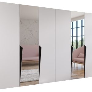Szafa uchylna z lustrem PIANO 2 300 (2X150) wys 202 cm Biały + u Czarny 790942 Szafa uchylna z lustrem PIANO 2 300 (2X150) wys 202 cm Biały + u Czarny 790942