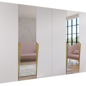 Szafa uchylna z lustrem PIANO 2 300 (2X150) wys 202 cm Biały + u Złoty 791230 Szafa uchylna z lustrem PIANO 2 300 (2X150) wys 202 cm Biały + u Złoty 791230