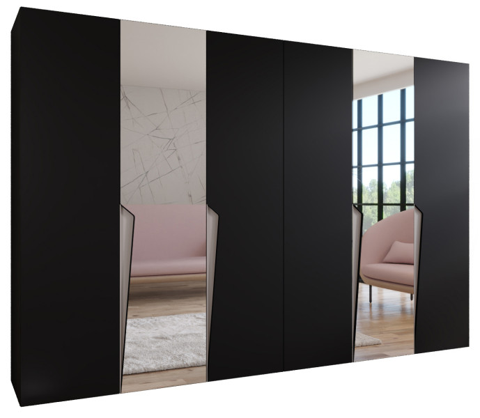 Szafa uchylna z lustrem PIANO 2 300 (2X150) wys 202 cm Czarny + u Kaszmir 790955