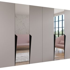 Szafa uchylna z lustrem PIANO 2 300 (2X150) wys 202 cm Kaszmir + u Czarny 791171 Szafa uchylna z lustrem PIANO 2 300 (2X150) wys 202 cm Kaszmir + u Czarny 791171